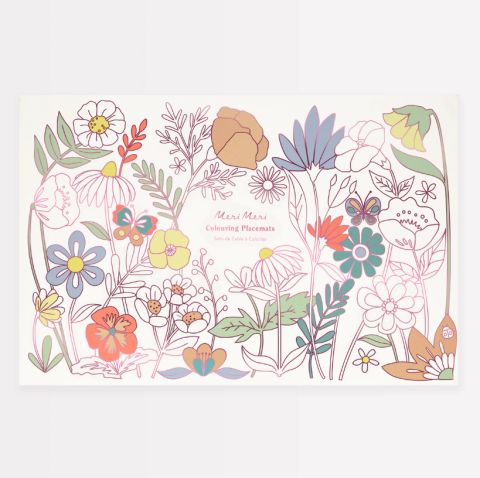 Meri Meri - Butterflies & Flowers Colouring Placemats - Kelebekler & Çiçekler Boyama Amerikan Servisleri (x8)