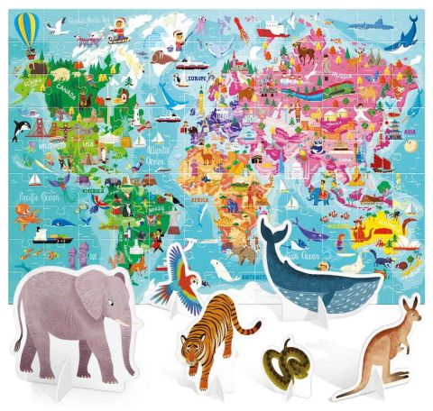 Headu Puzzle Dünya Turu ve Hayvanlar Yapbozu