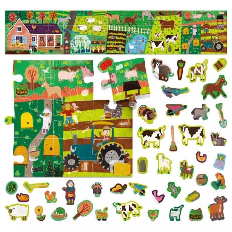 Headu Puzzle and Stickers The Farm (Çiftlik Çıkartmalı Yapboz) 3-6 Yaş