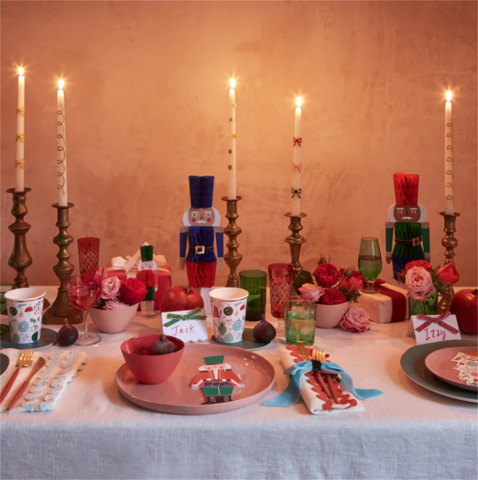Meri Meri - Gold Star Taper Candle - Altın Yıldız Detaylı Mumlar (2'li)