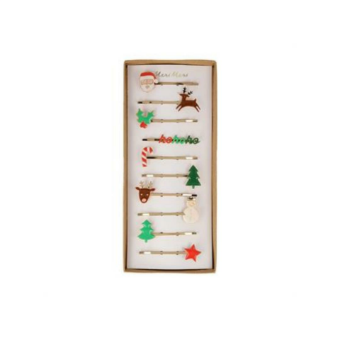 Meri Meri - Christmas Enamel Hair Slides - Yeni Yıl Tokaları - 10'lu