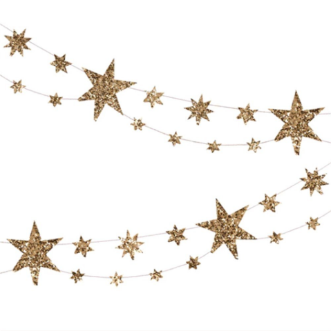 Meri Meri - Eco Glitter Stars Garland - Simli Yıldızlar Asılan Süs