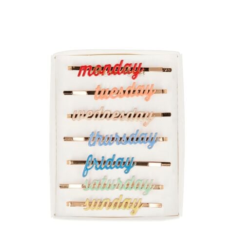Meri Meri - Enamel Week Day Hair Slides - Haftanın Günleri Tokaları