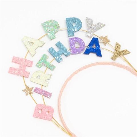 Meri Meri - Happy Birthday Glitter Headband - Simli Happy Birthday Taç