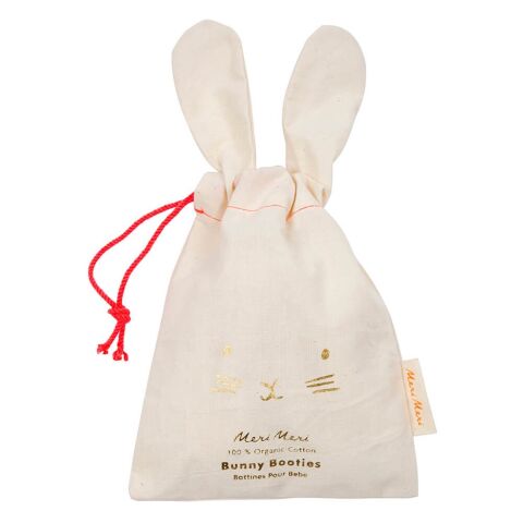 Meri Meri - Peach Bunny Baby Booties - Şeftali Tavşanlı Bebek Patiği