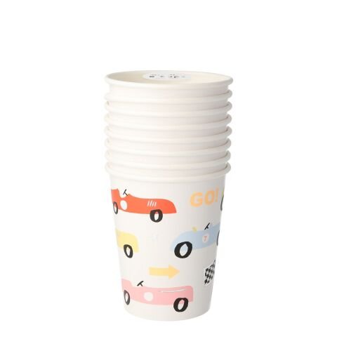Meri Meri - Race Car Party Cups - Yarış Arabası Bardak - 8'li
