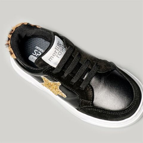Merli&Rose Deri Star Sneaker | Siyah-Leopar